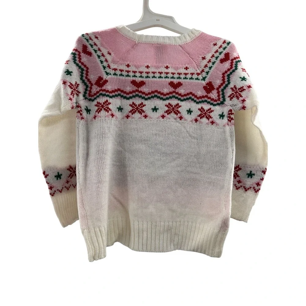 Star Wars Baby Yoda Girls Holiday Sweater Pink & White Size 3T Acrylic Blend NWT